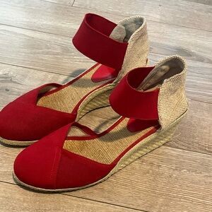Red Espadrille Wedge Sandals